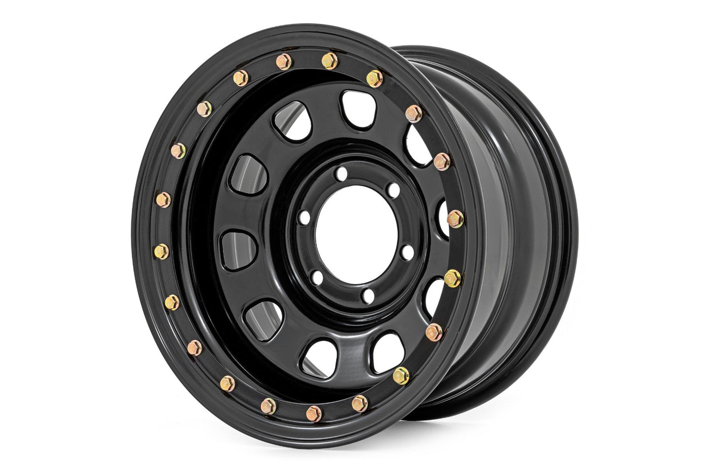 Steel Simulated Bead Lock Wheel | Black | 16x8 | 6x5.5 | 4.25 Bore | -12 Rough Country