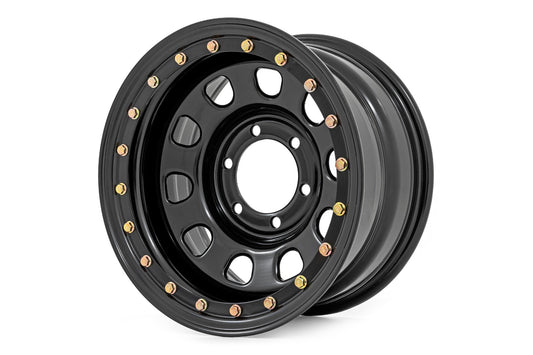 Steel Simulated Beadlock Wheel | Black | 15x8 | 5x4.5 | 3.30 Bore | -19 Rough Country