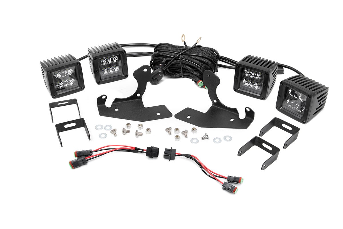 LED Light Kit | Fog Mount | Dual 2" Black Pairs | Chevy Silverado 1500/2500HD/3500HD 2WD/4WD Rough Country