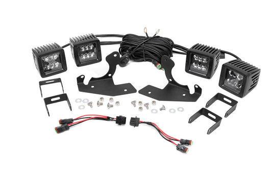 LED Light Kit | Fog Mount | Dual 2" Black Pair | Chevy Silverado 2500 HD/3500 HD (11-14) Rough Country