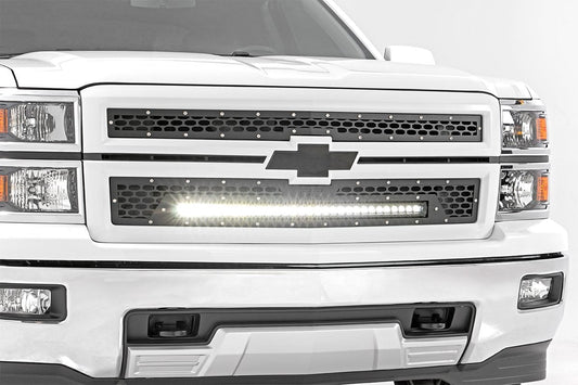 Mesh Grille | 30" Single Row LED | Black | Chevy Silverado 1500 (14-15) Rough Country