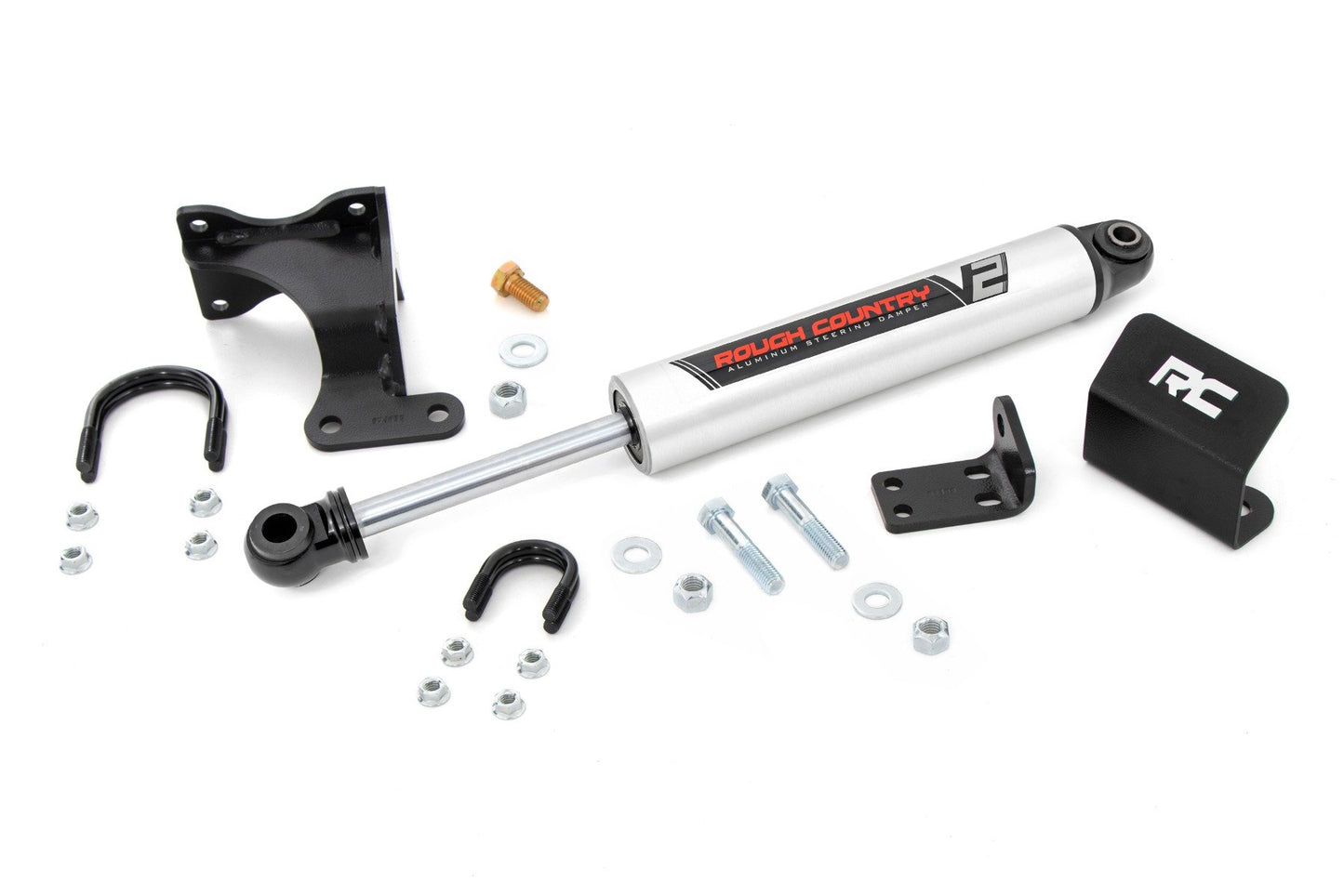 V2 Steering Stabilizer | Axle Bracket | 2-8 Inch Lift | Jeep Wrangler JK/Wrangler Unlimited (07-18) Rough Country