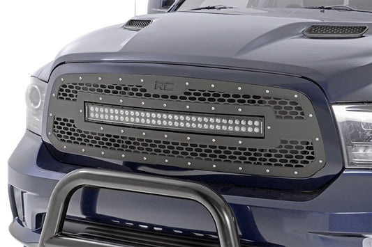 Mesh Grille | 30" Dual Row LED | Black | Ram 1500 2WD/4WD (2013-2018 & Classic) Rough Country