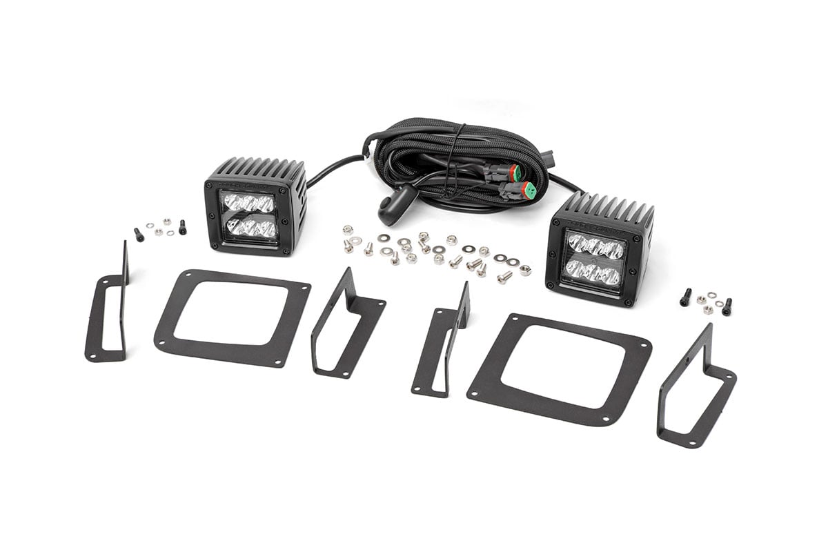 LED Light Kit | Fog Mount | 2" Black Pair | GMC Sierra 1500 2WD/4WD (14-15) Rough Country