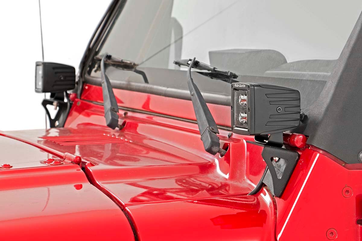 Light Mounts | Lower Windshield | Jeep Wrangler TJ (97-06)/Wrangler Unlimited (04-06)  Rough Country
