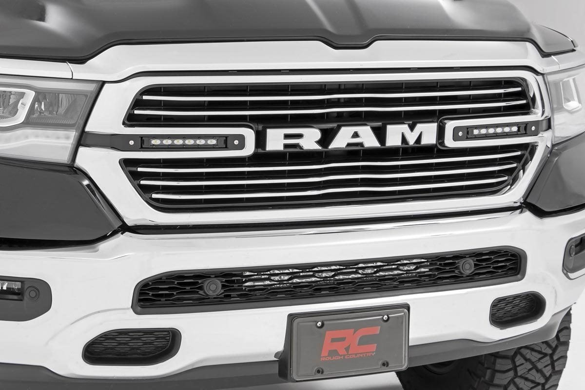 Dual 6in LED Grille Kit | Black Slimline | Ram 1500 2WD/4WD (2019-2024) Rough Country