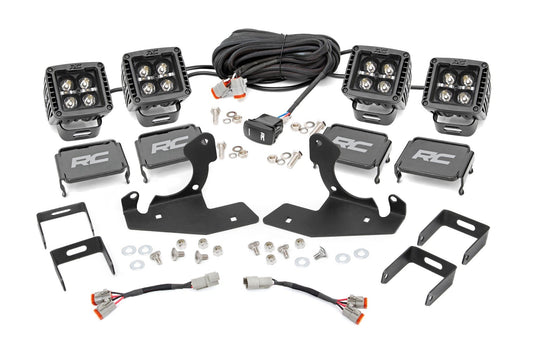 LED Light Kit | Fog Mount | 2" Black Pair | White DRL | Chevy Silverado 2500 HD/3500 HD (11-14) Rough Country