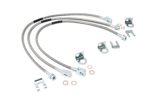 Jeep Front & Rear Stainless Steel Brake Lines | 4-6in Lifts (XJ/YJ/TJ) Rough Country