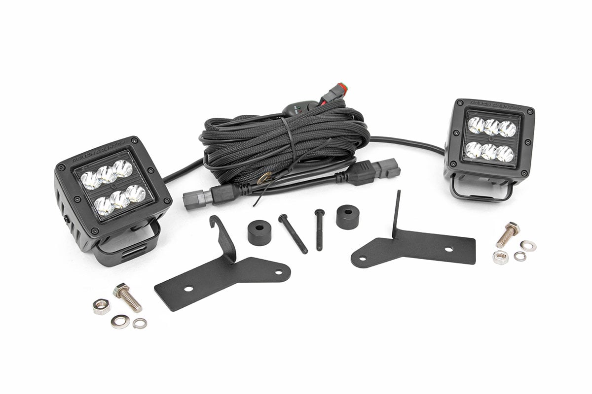 LED Light Kit | Hinge Mount | 2" Black Pair | Jeep Gladiator JT/Wrangler JL (18-24) Rough Country