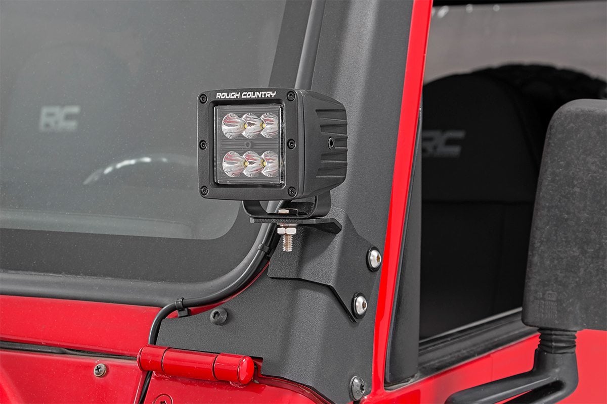 LED Light Mount | Lower A-Pillar | Pod | Jeep Wrangler TJ (97-06)/Wrangler Unlimited (04-06)  Rough Country