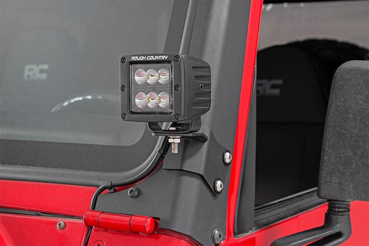 LED Light Mount | Lower A-Pillar | Pod | Jeep Wrangler TJ (97-06)/Wrangler Unlimited (04-06)  Rough Country