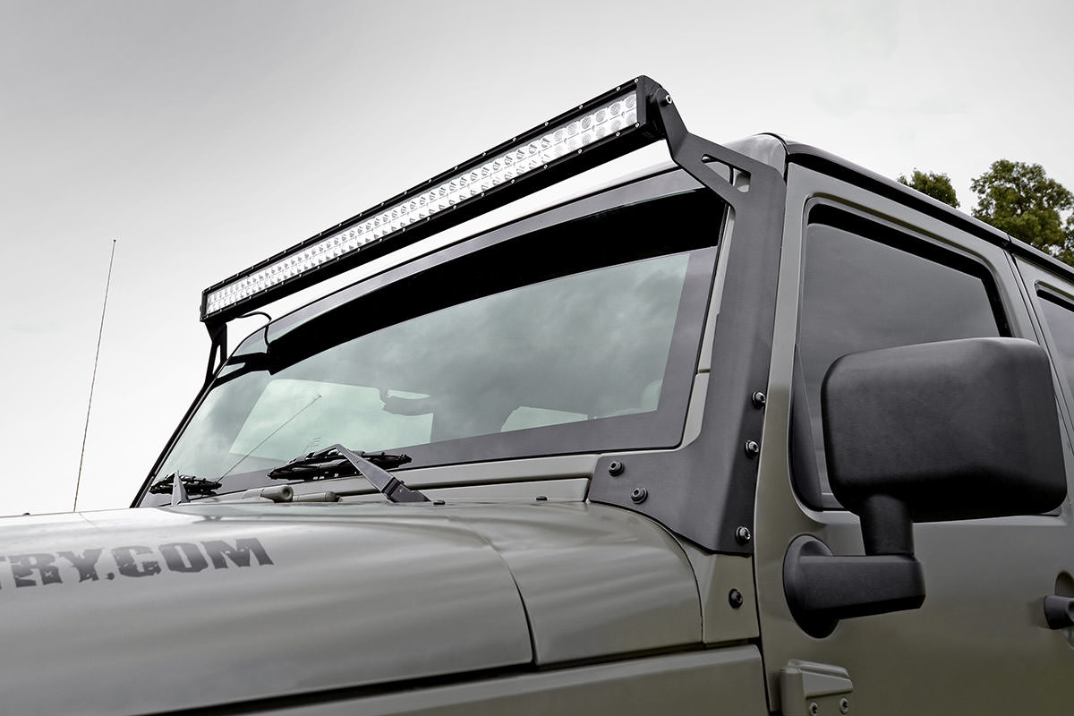 LED Light Mounts | Upper Windshield | 50" | Jeep Wrangler JK/Wrangler Unlimited (07-18) Rough Country