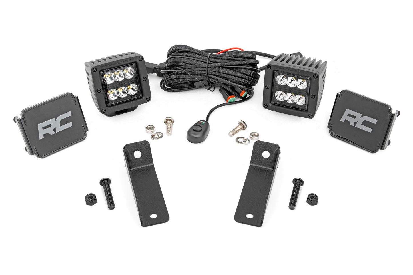 LED Light Kit | Rear Mount | 2" Black Pair | Flood | Can-Am Maverick Sport 1000R  Rough Country