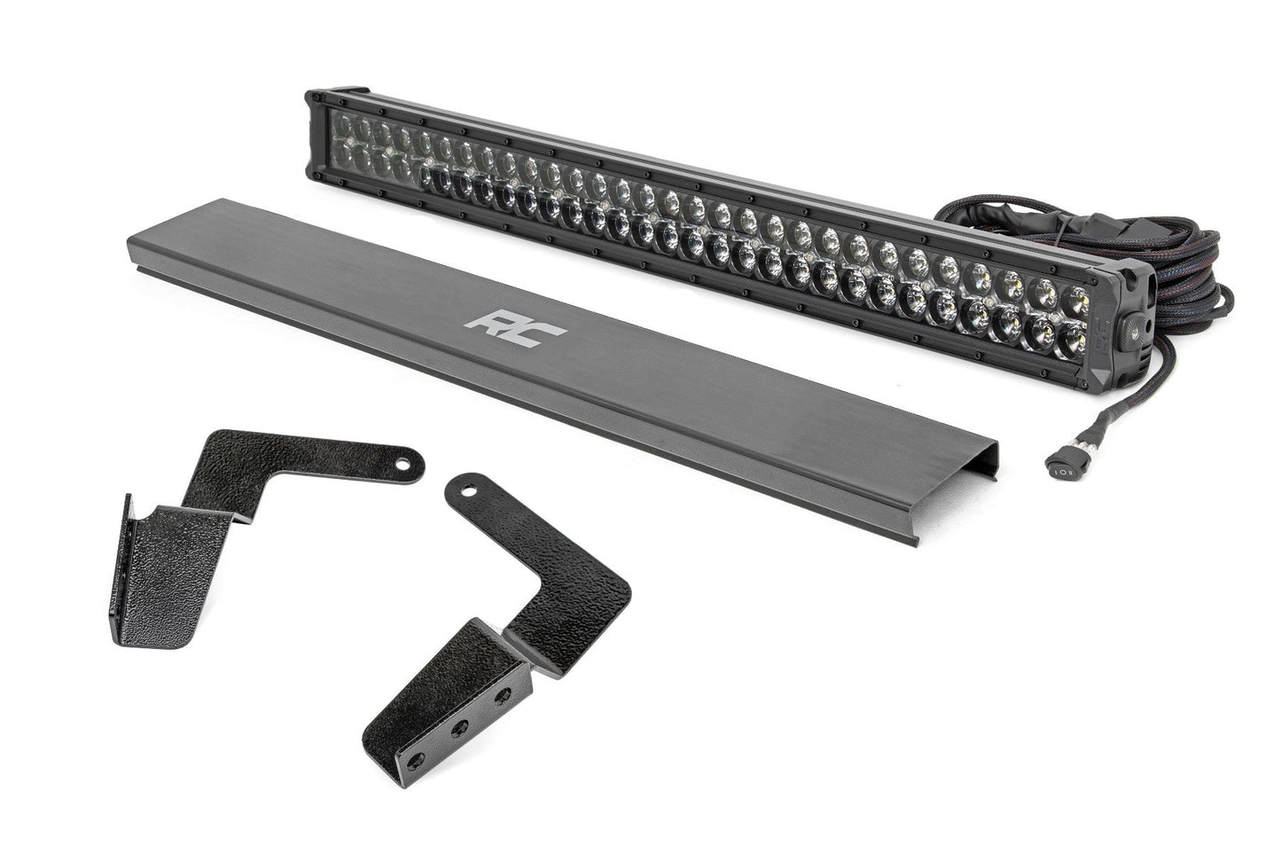 LED Light Kit | Bumper Mount | 30" Black Dual Row | White DRL | Toyota FJ Cruiser (07-14) Rough Country