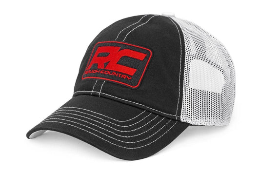 Rough Country Hat | White Mesh | Rough Country Patch | Black/Red Rough Country