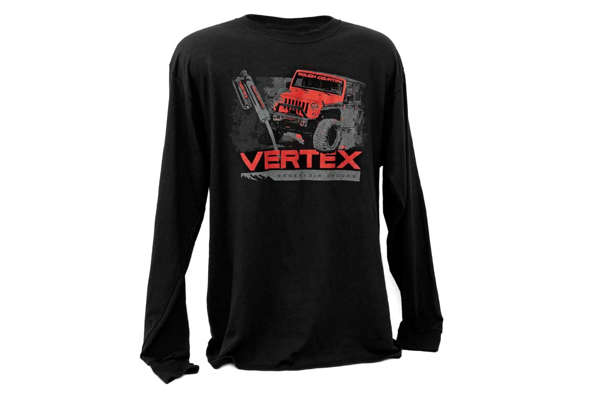Rough Country T-Shirt | Long Sleeve | Vertex | Black | 2XL Rough Country