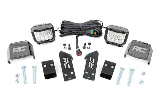 LED Light Kit | "A" Pillar Mount | 2" Chrome Pair | Wide Angle | Polaris RZR PRO XP  Rough Country