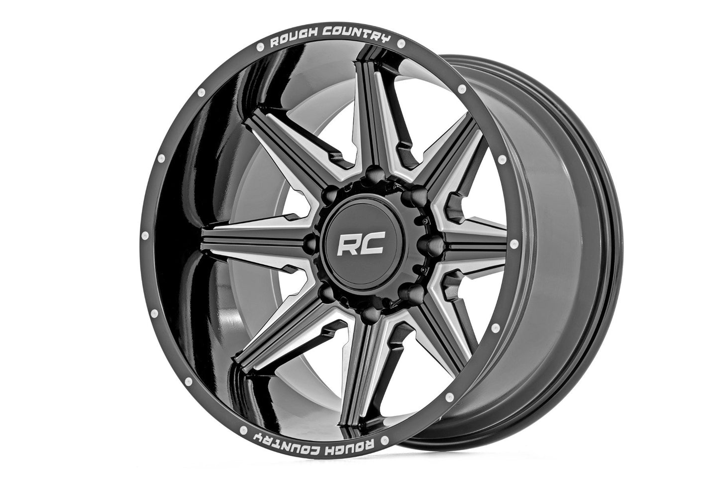 Rough Country 91M Series Wheel | One-Piece | Gloss Black | 20x12 | 8x180 | -44mm Rough Country