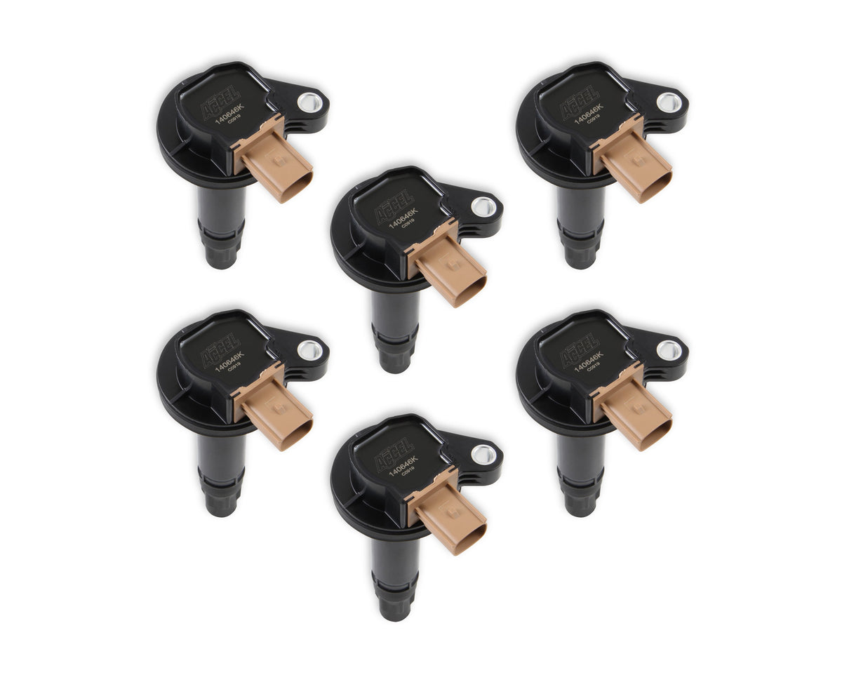 Direct Ignition Coil Kit Supercoil-2010-2016 Ford Ecoboost 3.5L V6- 6-Pack (3-Pin) Black Brand Supercoil Direct OEM Replacement ACCEL
