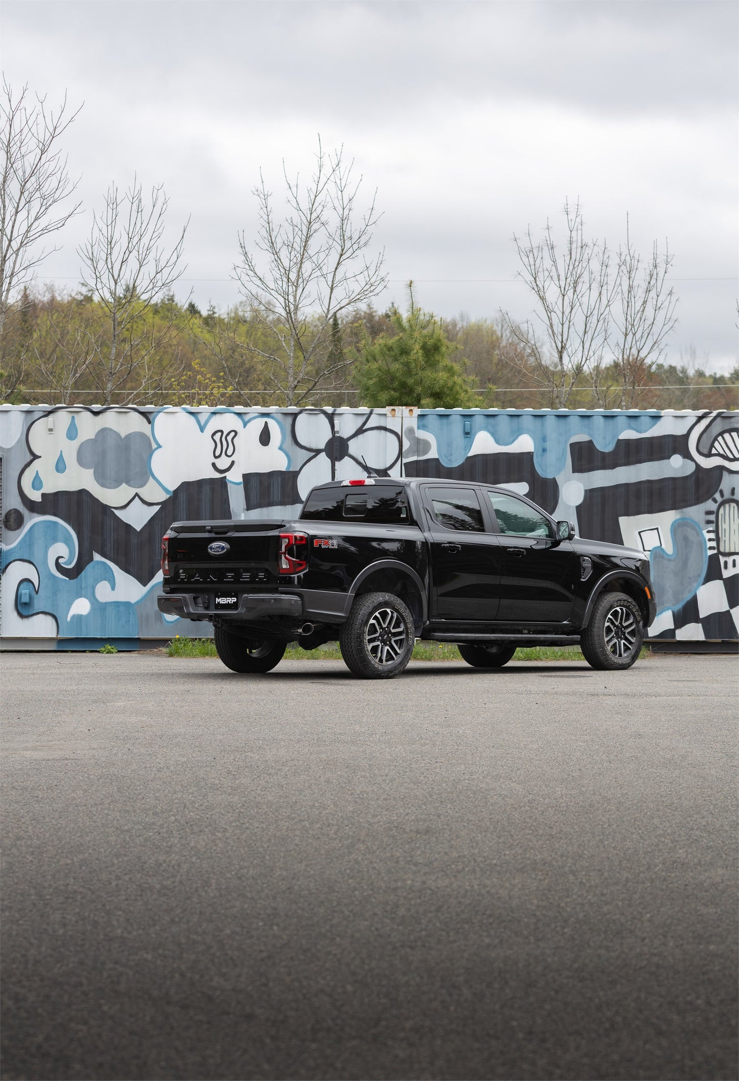 2024 Ford Ranger 2.3L Ecoboost Armor BLK Black-Coated Aluminized Steel 3-Inch Cat-Back Single Side Exit with Black Tip MBRP-4