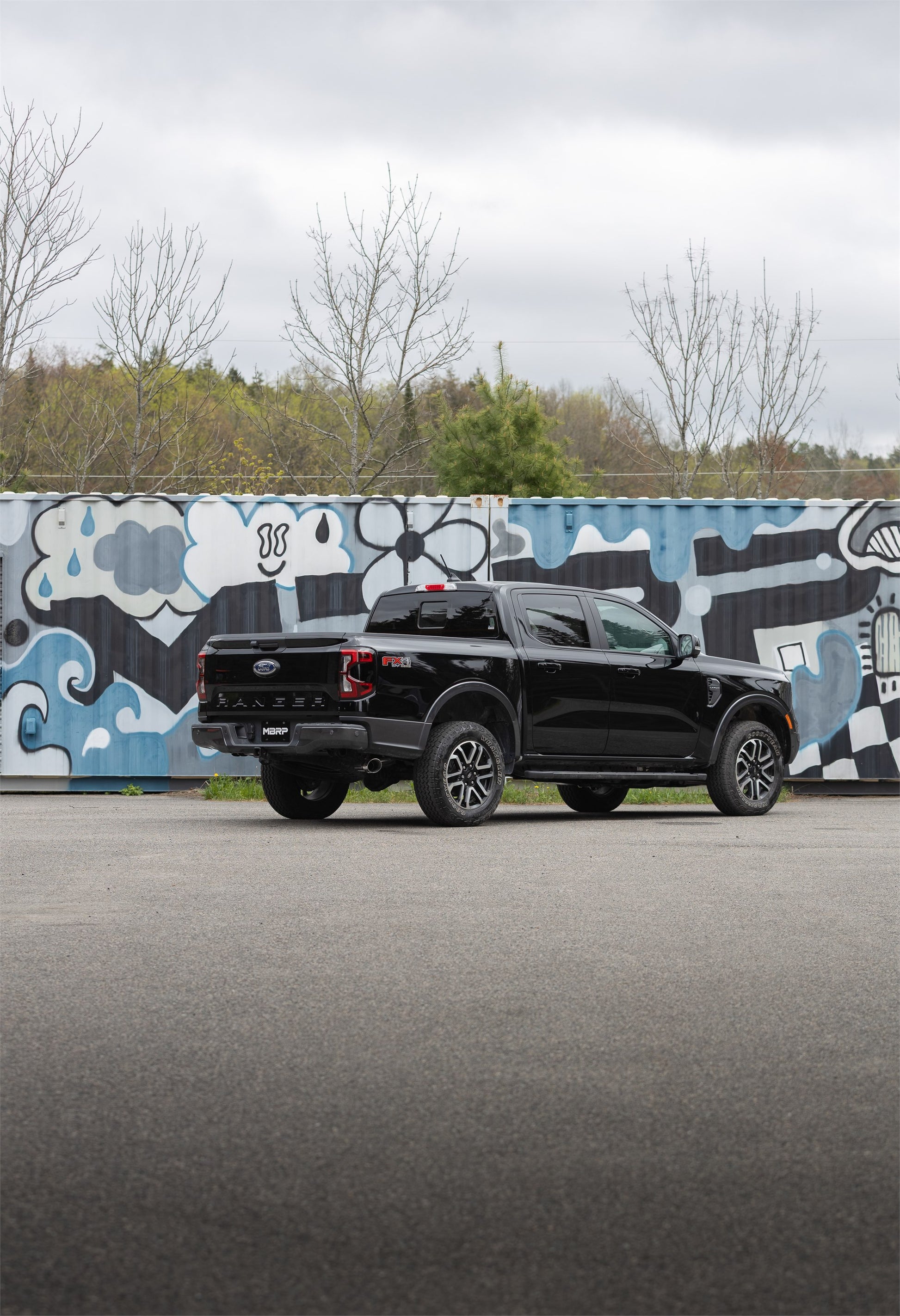 2024 Ford Ranger 2.3L Ecoboost Armor BLK Black-Coated Aluminized Steel 3-Inch Cat-Back Single Side Exit with Black Tip MBRP-4