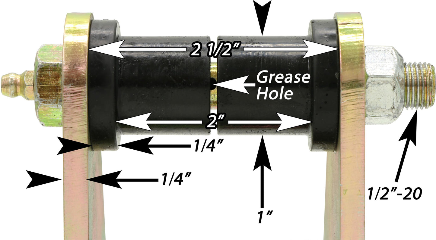 HD Leaf Spring Tow Shackles 76-86 Jeep CJ Front Includes Urethane Bushings HD Greasable Bolts Pair For Use w/ CE-9033F or CE-9033D RockJock 4x4-2