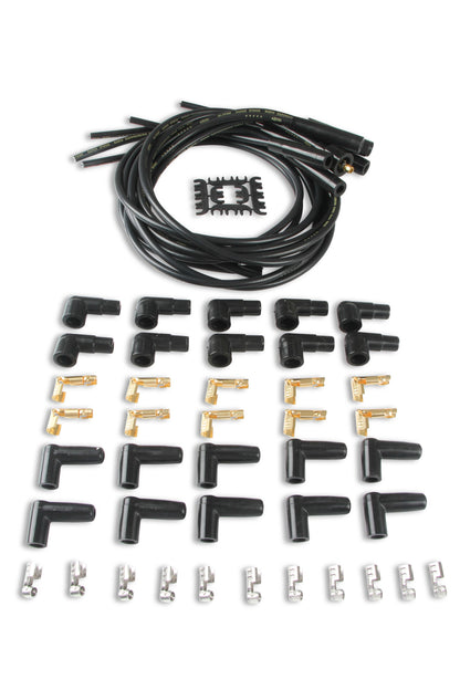Spark Plug Wire Set- 8MM Black Wire With Black Straight Boots 4040K, Spark Plug Wires, Super Stock, Spiral Core, 8Mm, Black, Set ACCEL