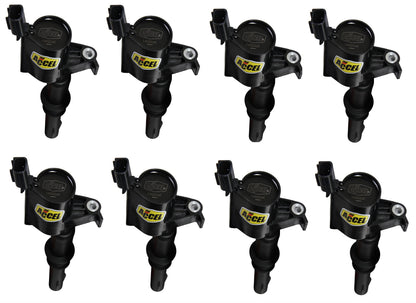 Direct Ignition Coil Kit Supercoil 2004-2008 Ford 4.6L/5.4L/6.8L 3-Valve 8-Pack Supercoil With Shorter Black Boot For 2004-2008 Ford Modular 3V 4.6L/ 5.4L / 6.8L V10 Engines ACCEL