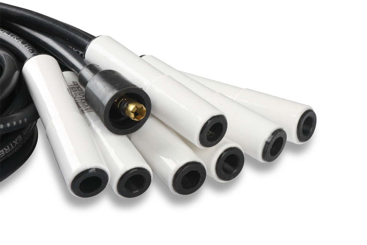 Spark Plug Wire Set Universal 180 Deg White Ceramic Boots These Ceramic Boot Spiral Core Universal Fit Spark Plug Wire Sets Have Straight 180 Degree Boots ACCEL-8