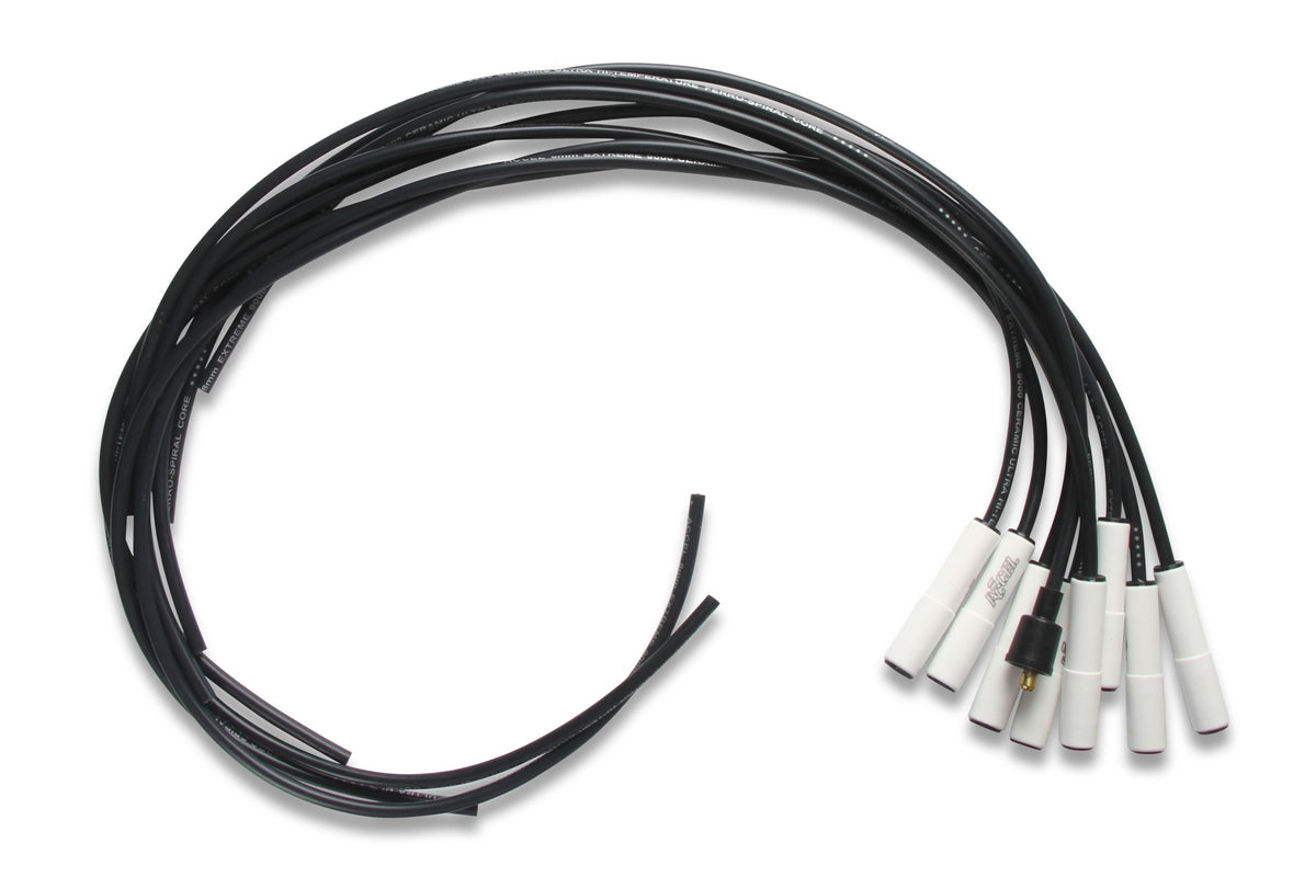 Spark Plug Wire Set Universal 180 Deg White Ceramic Boots These Ceramic Boot Spiral Core Universal Fit Spark Plug Wire Sets Have Straight 180 Degree Boots ACCEL-3