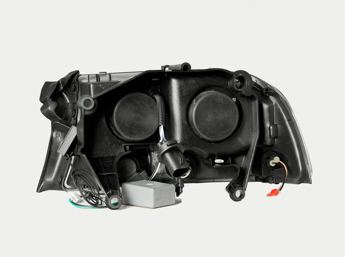 Headlight Set Crystal w/Halo Clear Lens Black Housing Pair 1 Pc. Dodge Dakota 1997-2004, Dodge Durango 1998-2003 AnzoUSA-1