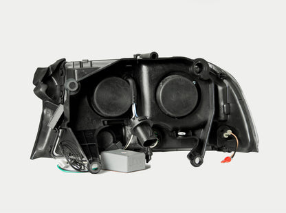 Headlight Set Crystal w/Halo Clear Lens Black Housing Pair 1 Pc. Dodge Dakota 1997-2004, Dodge Durango 1998-2003 AnzoUSA-1