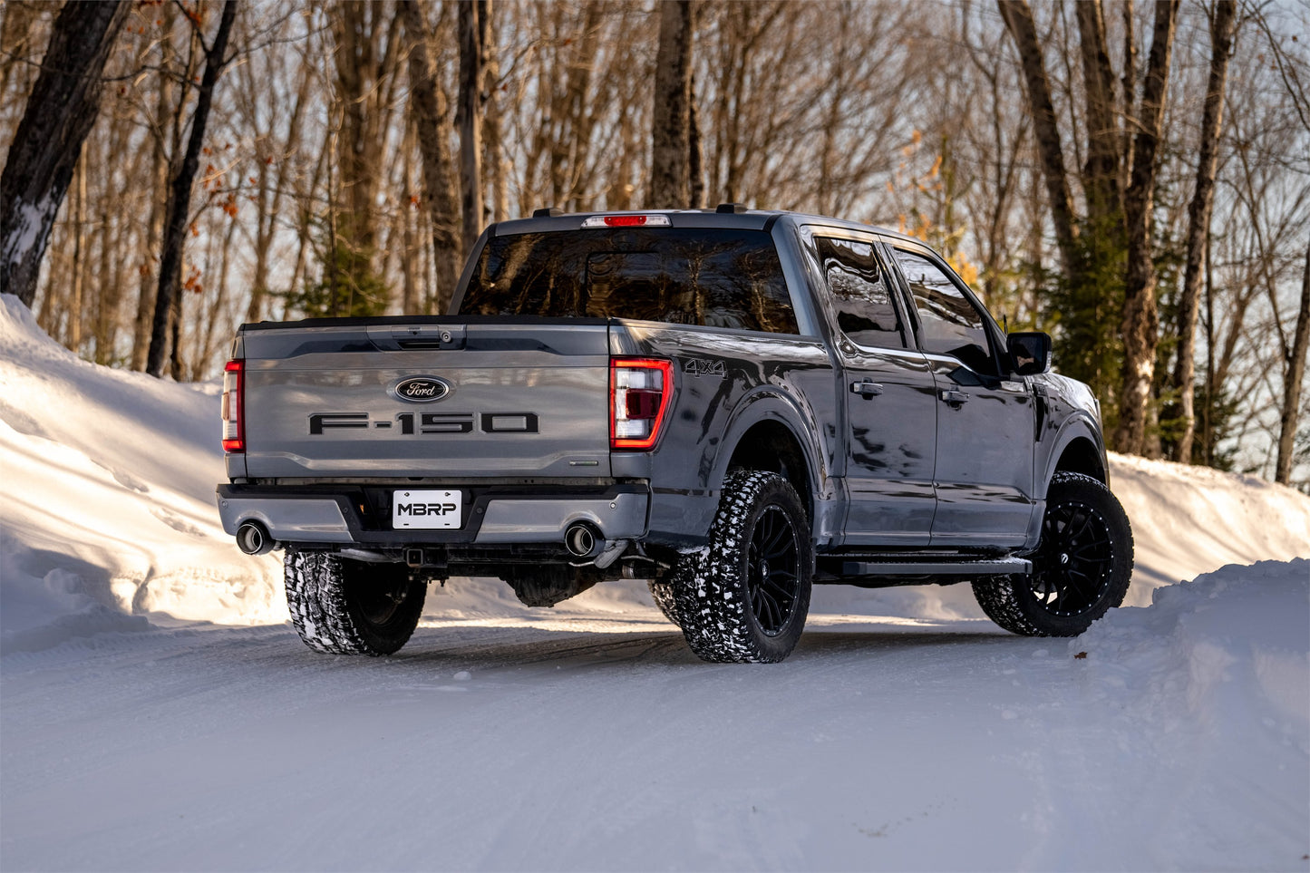 2021-Up Ford F-150 Tremor and 2022-Up Ford F-150 Black-Coated Aluminized Steel 3 Inch Cat-Back Dual Rear Exit Armor BLK Series MBRP-1