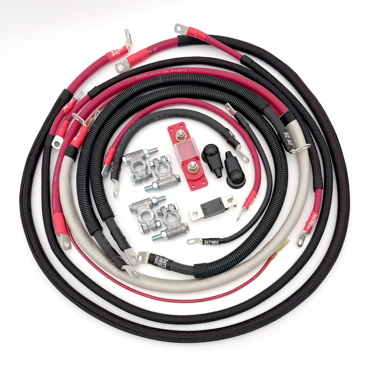 2003-2007 Ford F250/F350 2/0 Gauge Battery Cable Kit Power Stroke 6.0 Diesel 90 Degree Battery Cable Big7Kits-1