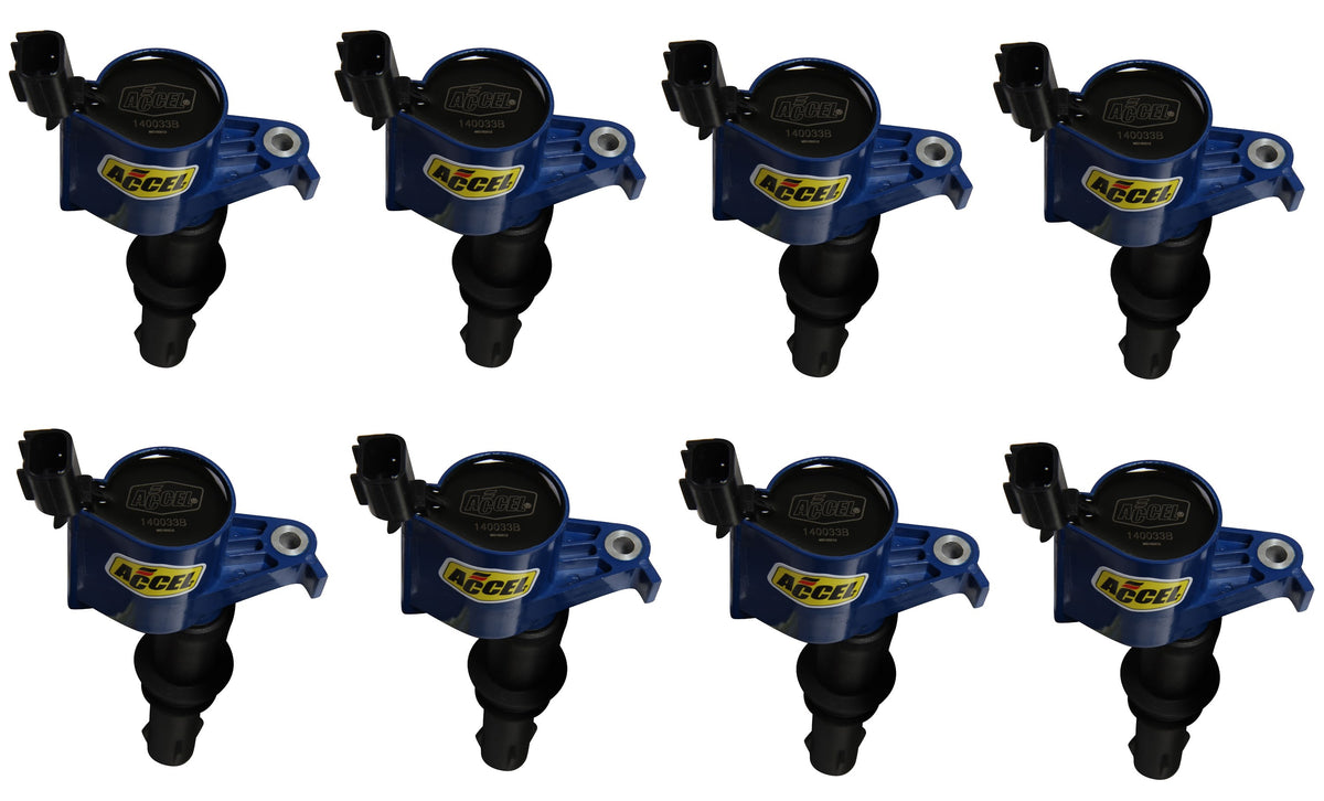 Direct Ignition Coil Kit Supercoil 2004-2008 Ford 4.6L/5.4L/6.8L 3-Valve 8-Pack Supercoil With Shorter Black Boot For 2004-2008 Ford Modular 3V 4.6L/ 5.4L / 6.8L V10 Engines ACCEL-7