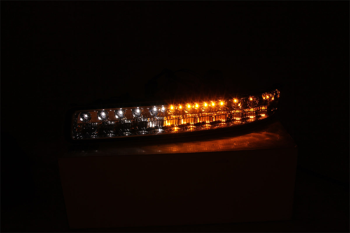 LED Clear Lens Chrome Housing Pair Does Not Fit Denali Models GMC Sierra 1500 1999-2007, 1500 HD/2500 HD/3500 2001-2007, GMC Sierra 2500 1999-2004, GMC Yukon/XL 1500/XL 2500 2000-2006 AnzoUSA-2
