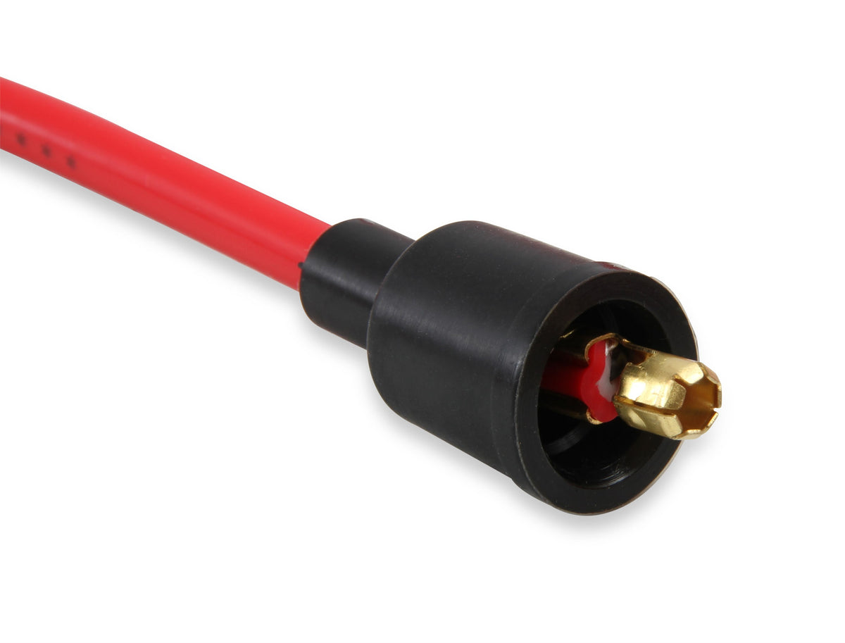 Spark Plug Wire Set- 8Mm- Super Stock Universal-Graphite Core- 90 Deg Boots- Red 4041R Universal Fit Super Stock 8MM Spark Plug Wires Feature A Spiral Core And Red Silicone Jacket ACCEL-4