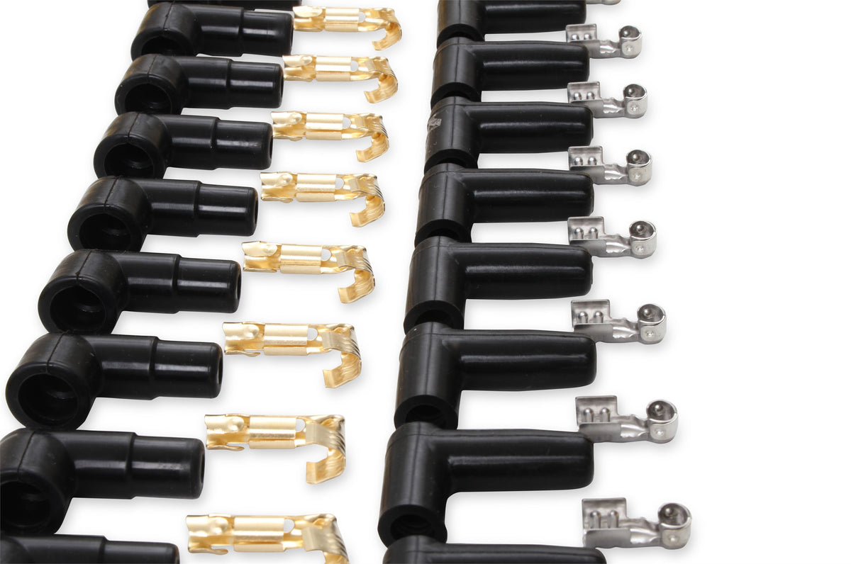 Spark Plug Wire Set 8MM Yellow With Orange 90 Deg Boots 4041 8MM Universal Fit Super Stock Spark Plug Wires Feature A Spiral Core And Yellow Silicone Jacket ACCEL-5