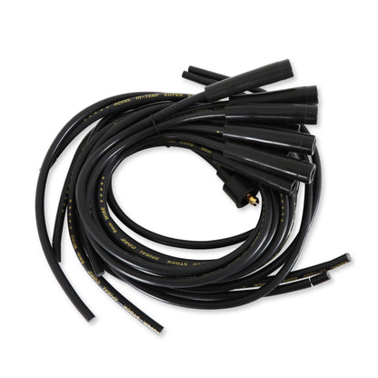 Spark Plug Wire Set 8MM Universal Black Wire With Black Straight Boots 5040K, Spark Plug Wires, Super Stock, Spiral Core, 8Mm, Black, Set ACCEL