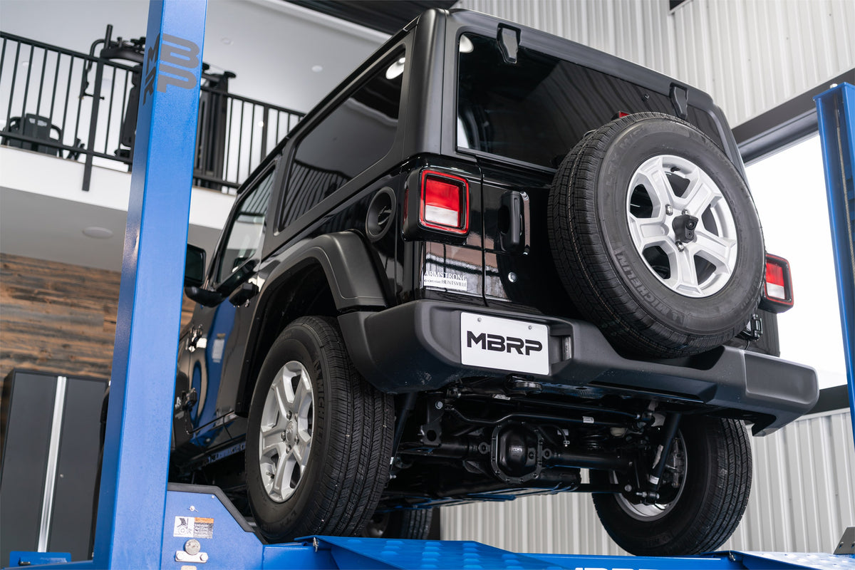 Jeep Cat Back Exhaust System Single Rear Exit Armor Lite Series For 18-Up Wrangler JL 2/4 Door 2.0L, 3.6L MBRP-1