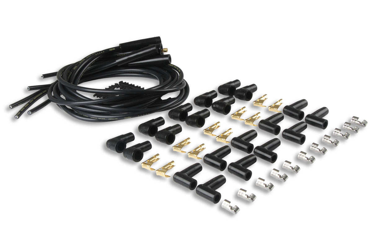 Spark Plug Wire Set- 8MM Black Wire With Black Straight Boots 4040K, Spark Plug Wires, Super Stock, Spiral Core, 8Mm, Black, Set ACCEL-2