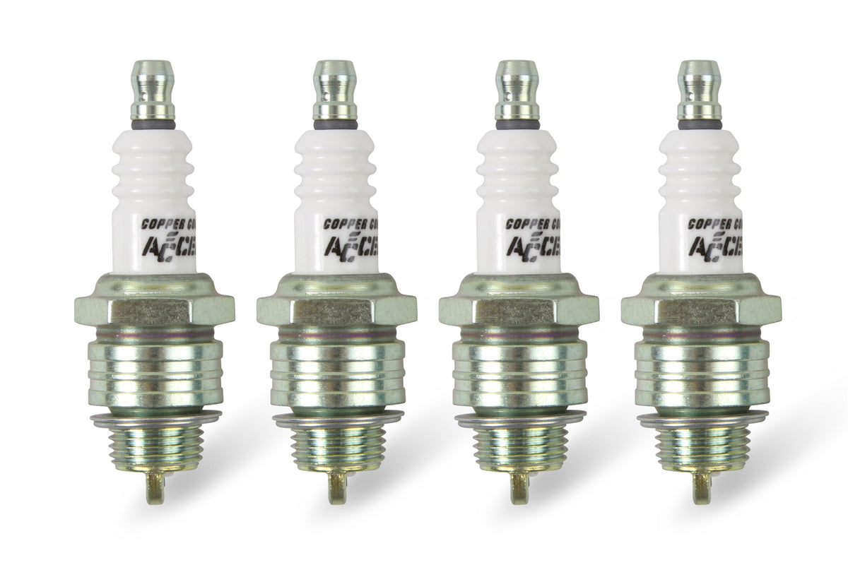 HP Copper Spark Plug Shorty 14MM Thread .375 In Reach Gasket (Flat) Seat 4 Pack ACCEL