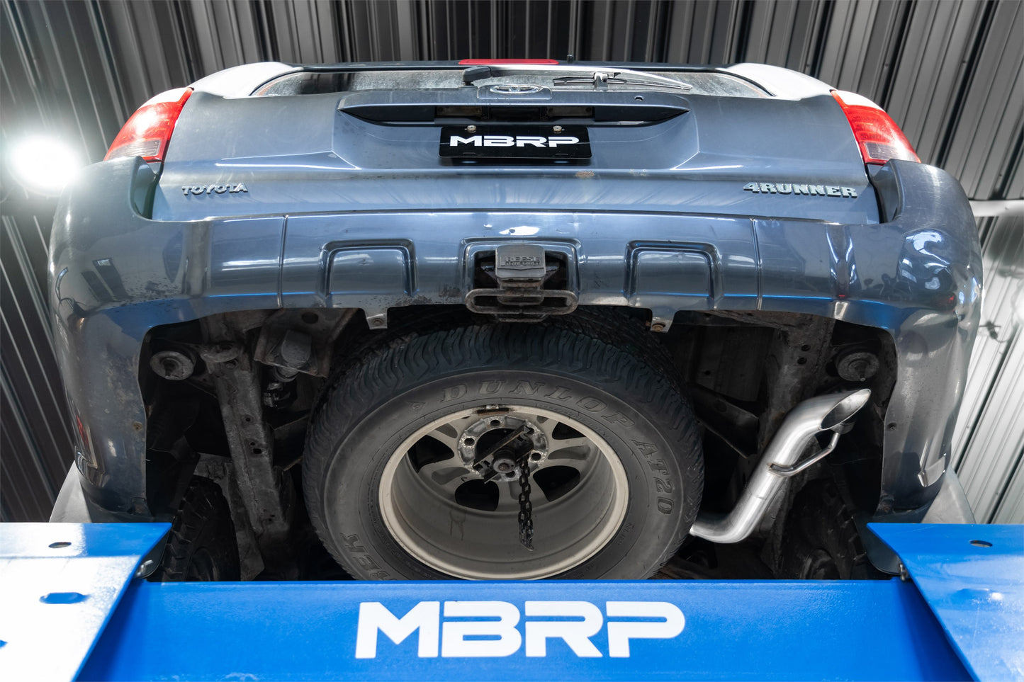 03-24 Toyota 4Runner 11-16 Toyota Land Cruiser Prado Armor Lite Aluminized Steel 2.5 Inch Cat-Back High Clearance Turn Down Single Rear Exit Exhaust System MBRP-8