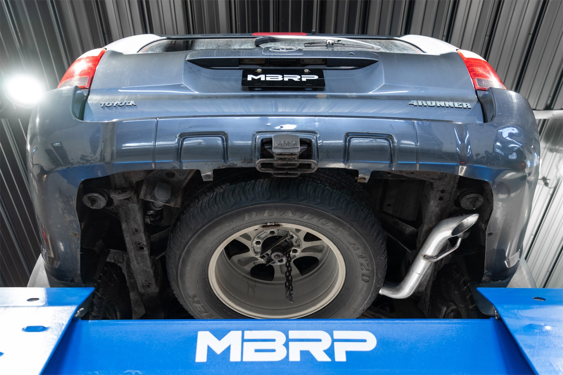 03-24 Toyota 4Runner 11-16 Toyota Land Cruiser Prado Armor Lite Aluminized Steel 2.5 Inch Cat-Back High Clearance Turn Down Single Rear Exit Exhaust System MBRP-8