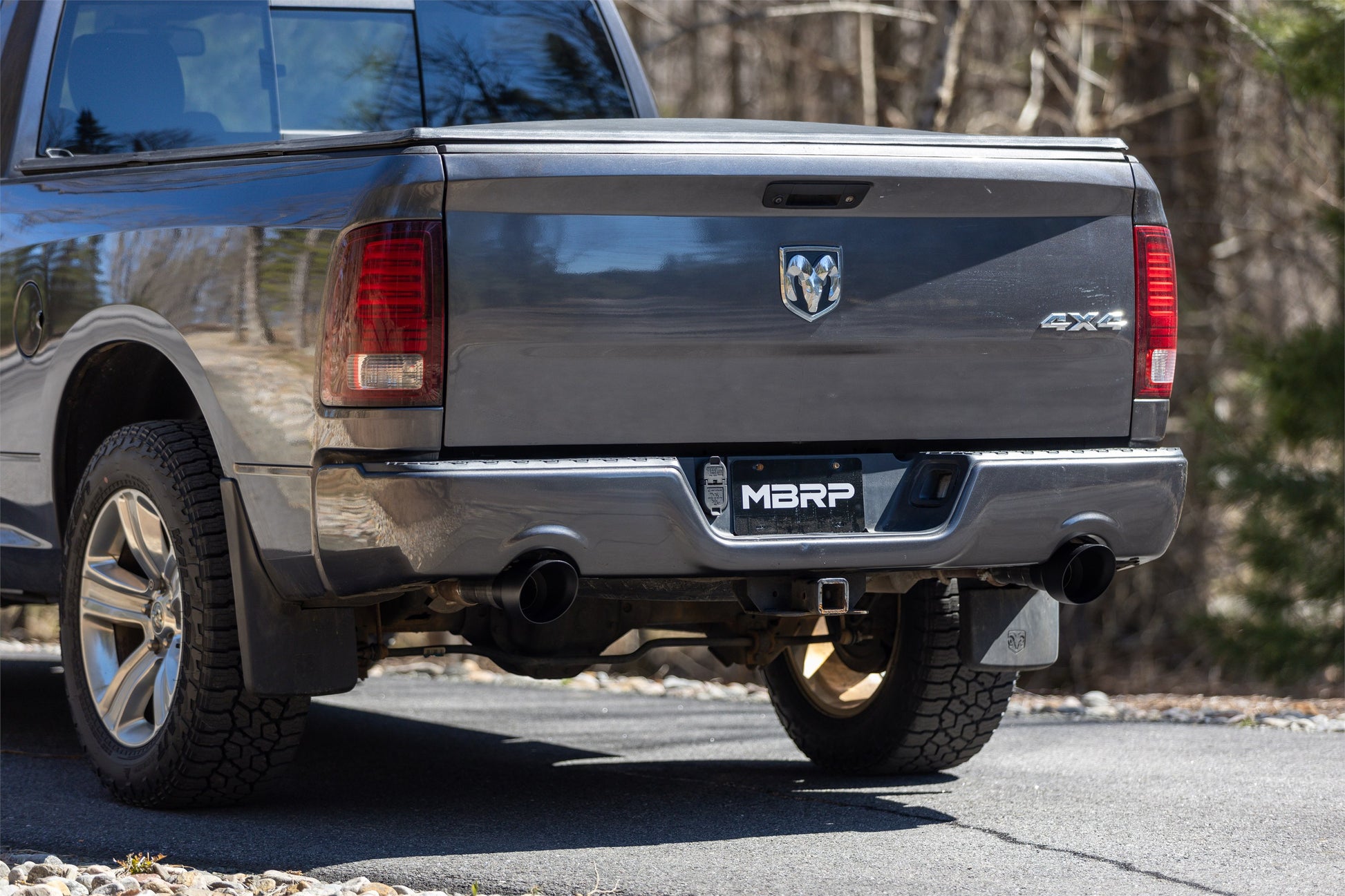 2009-2018 Ram 1500 and 2019-2024 Ram 1500 5.7L Hemi Black Exhaust Tips, Armor BLK 5 Inch OD Dual Wall Angle Cut. Sold In Pairs MBRP-5