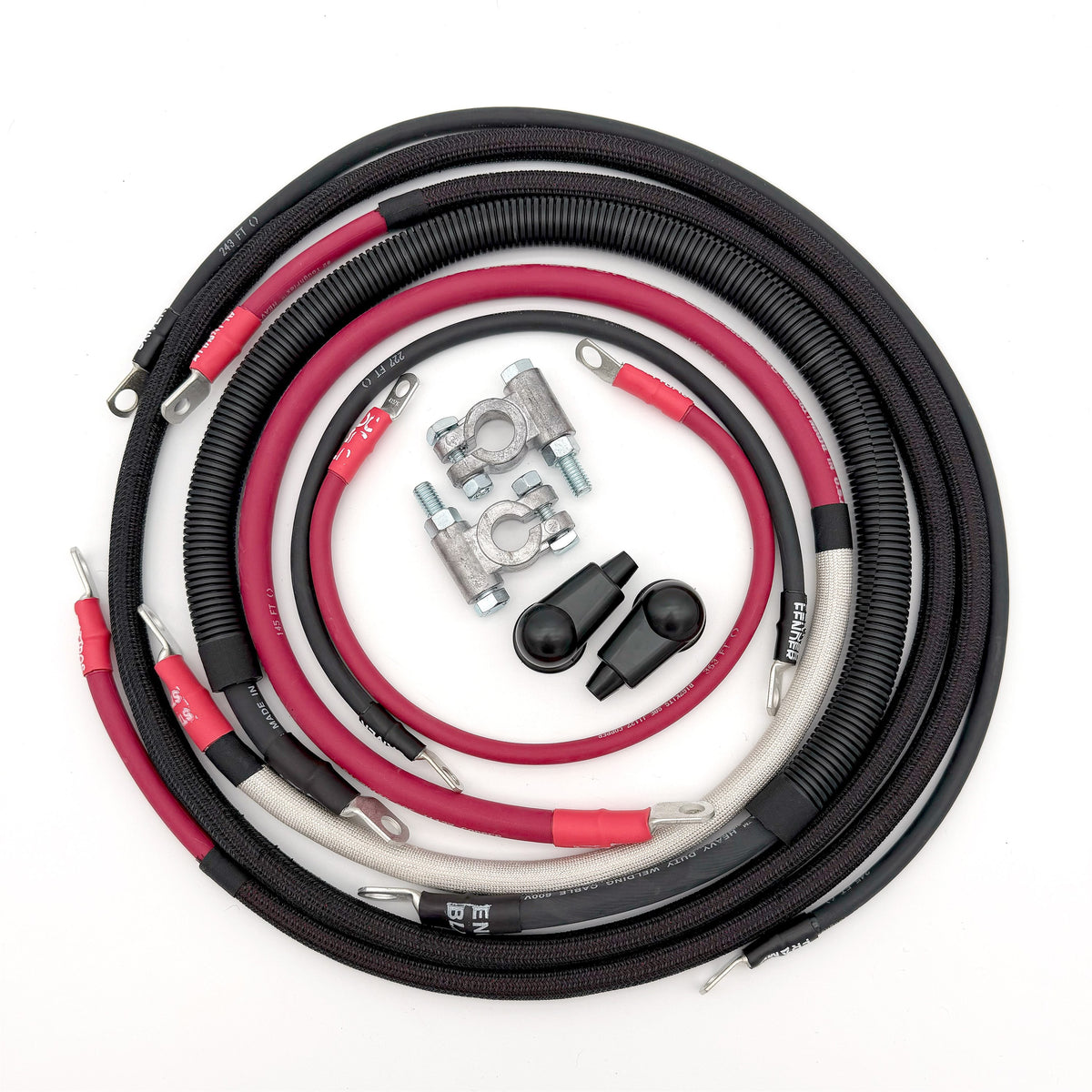 Dodge Cummins Battery Cable Kit 2/0 Gauge For 2006-2009 Dodge RAM 2500/3500 5.9-6.7 Liter Cummins Diesel 3rd Gen Battery Cable Single Battery Big7Kits