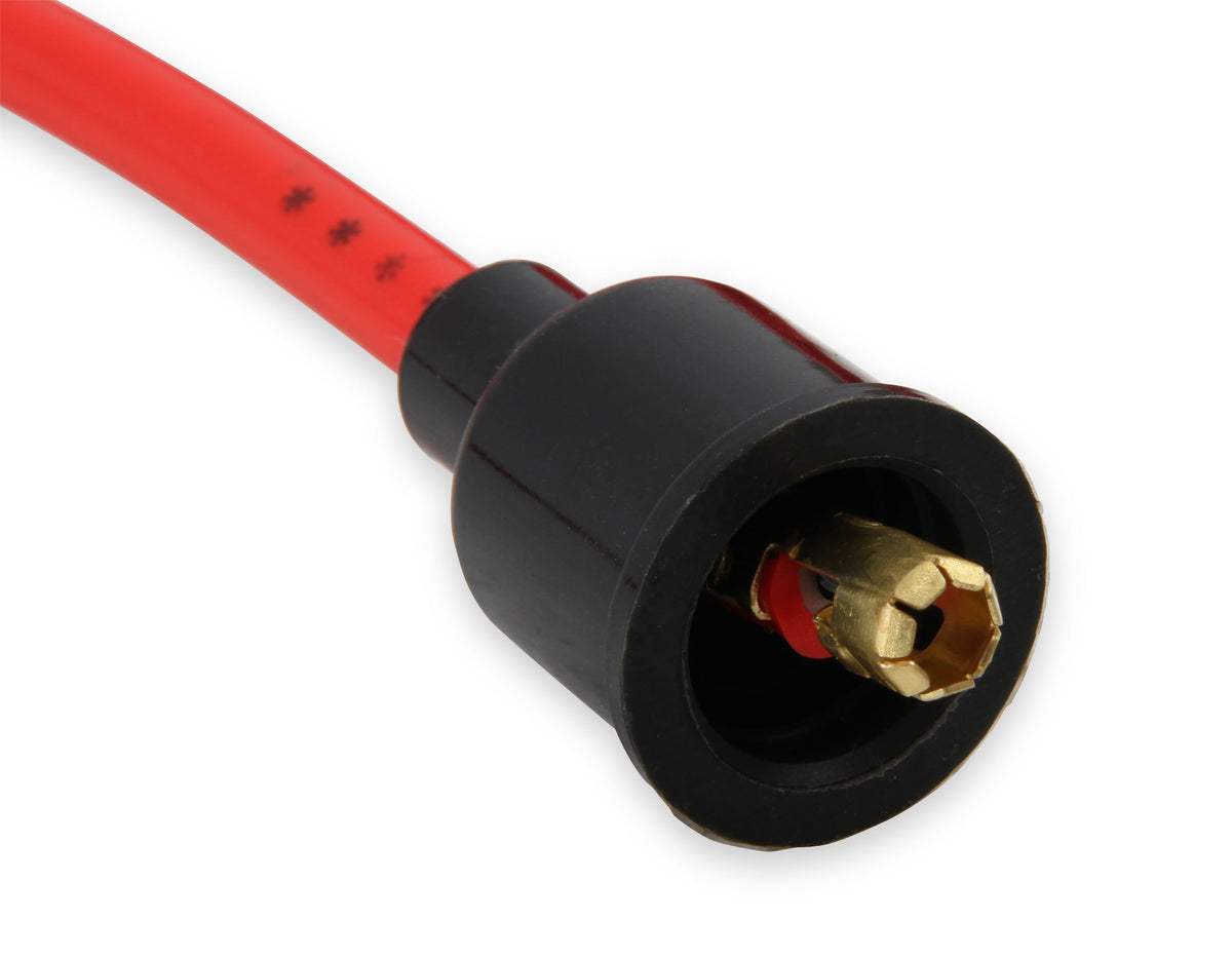 Spark Plug Wire Set 8MM Universal Red Wire With Red Straight Boots 5040R 8MM Super Stock Universal Fit Spark Plug Wires Feature A Spiral Core And Red Silicone Jacket ACCEL-9