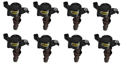 Direct Ignition Coil Kit Supercoil 2008-2014 Ford 4.6L/5.4L/6.8L 3-Valve, 8-Pack Supercoil With Extended Brown Boot For 2008-2014 Ford Modular 3V 4.6L/ 5.4L / 6.8L V10 Engines, Black ACCEL