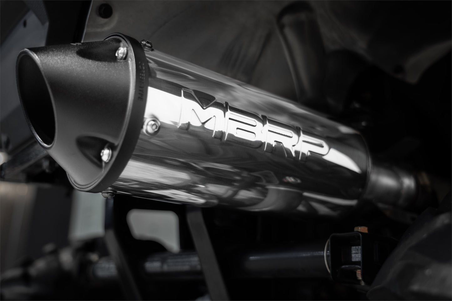 2001-Up Polaris Sportsman 5 Inch Single Slip-on Muffler with Billet Tip Performance Series MBRP-1