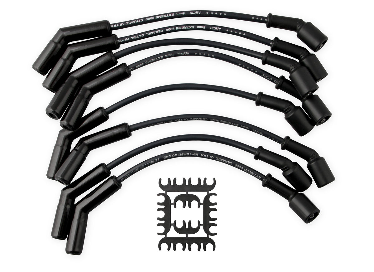 Spark Plug Wire Set Extreme 9000 Black Ceramic-Chevy/Gm 01-04-3/4 & 1 Ton 8.1L This Custom Fit Extreme Heat Black Ceramic Boot Spark Plug Wire Set Fits Chevy / GM 2001-2004 3/4 & 1 Ton 8.1L ACCEL